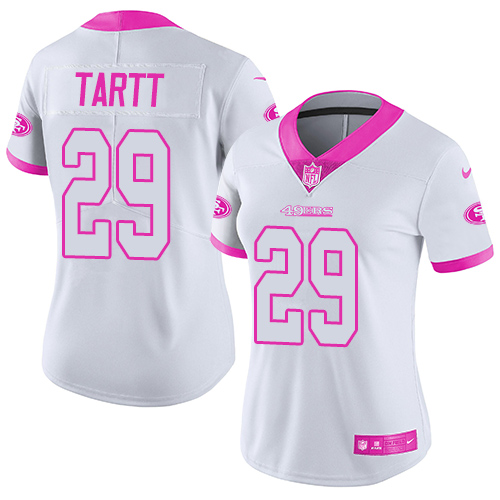 San Francisco 49ers Limited White Pink Women Jaquiski Tartt NFL Jersey #29 Rush Fashion